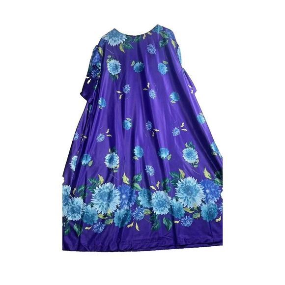 Vintage 90s Top Stitch Kaftan Womens 3X Purple Floral House Dress MuuMuu - Picture 4 of 5